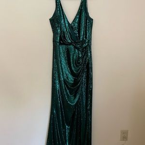 Dress the Population teal sequin evening gown